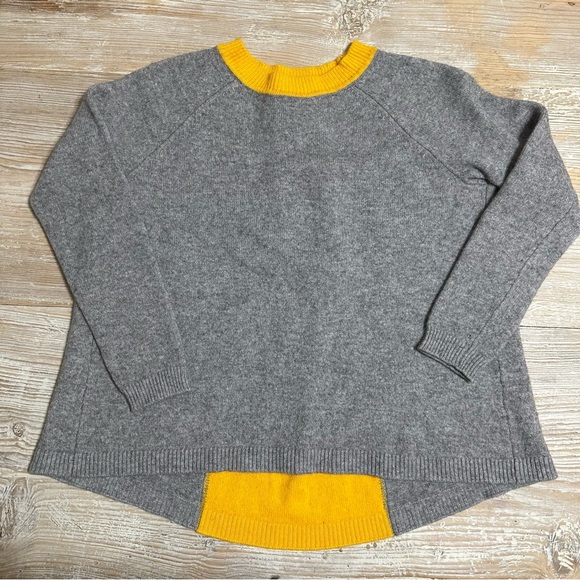 Boden Mollie Wool Cashmere Blend Sweater Color Block Gray and Yellow Sz M - Picture 4 of 12